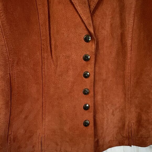 Live A Little Orange Genuine Leather Suede Jacket Large - Picture 4 of 9